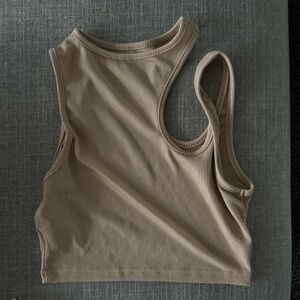 SHEIN Beige Ribbed Crop Top